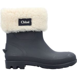 Chloé, Schoenen, Dames, Blauw, 38 EU, Blauwe Enkellaars Rubberlaarzen