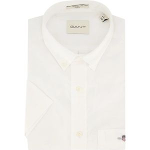 Gant, Overhemden, Heren, Wit, 2Xl, Katoen, Casual wit overhemd korte mouw