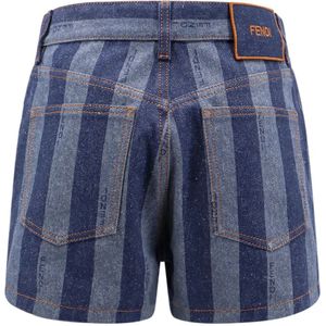 Fendi, Korte broeken, Dames, Blauw, M, Denim, Denim Pequin Gestreepte Shorts