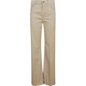 Dondup, Broeken, Dames, Beige, W26, Katoen, Wijde Amber Broek