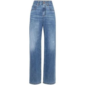 Brunello Cucinelli, Jeans, Dames, Blauw, 2Xs, Katoen, Straight Jeans