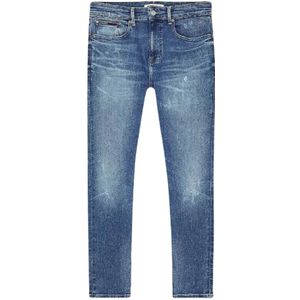 Tommy Jeans, Jeans, Heren, Blauw, W31, Katoen, Slim Fit Jeans met Distressed Look