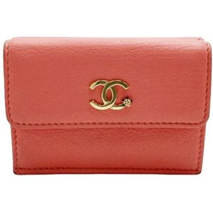 Chanel Vintage, Tweedehands leren portemonnees Roze, Dames, Maat:ONE Size