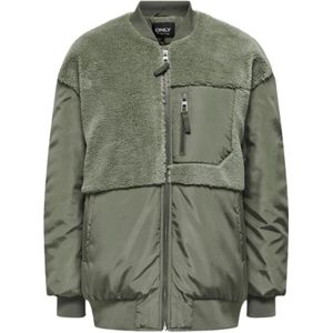 Only, Jassen, Dames, Groen, XS, Fleece Mix Bomber Jas