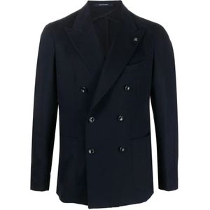 Tagliatore, Navy Blauwe Wol-Kasjmier Blazer Blauw, Heren, Maat:S