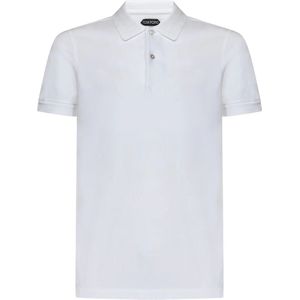 Tom Ford, Tops, Heren, Wit, M, Katoen, Witte T-shirts en Polos met TF Logo