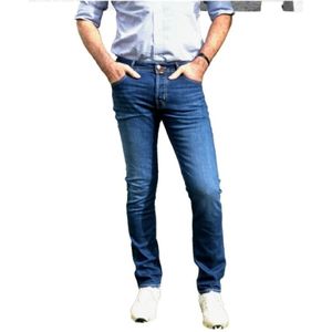 Jacob Cohën, Slim Fit Jeans van Katoenmix met Geborduurde J Zak Blauw, Heren, Maat:W30