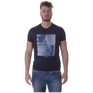 Armani Jeans, Tops, Heren, Blauw, M, Casual Logo Print Sweatshirt