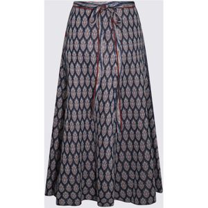 Etro, Rokken, Dames, Blauw, M, Polyester, Blauwe Geruite Midi Rok