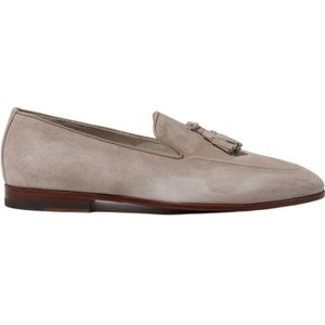 Scarosso, Grijze Suède Loafers met Geperforeerde Voering Beige, Heren, Maat:46 EU