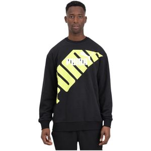 Puma, Sweatshirts & Hoodies, Heren, Zwart, S, Zwarte Grafische Power Sweater