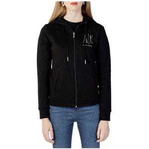 Armani Exchange, Sweatshirts & Hoodies, Dames, Zwart, S, Katoen, Zwarte Hoodie met Ritssluiting