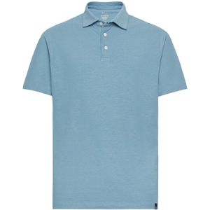 Boggi Milano, Tops, Heren, Blauw, S, Katoen, Regular Fit Polo Shirt in katoenen Crêpe Jersey