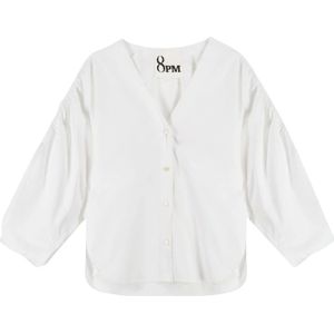 8Pm, Blouses & Shirts, Dames, Wit, XS, V-hals Drape Mouw Shirt