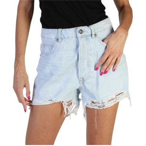 Richmond, Korte broeken, Dames, Blauw, XS, Katoen, Zomer Shorts met knoopsluiting