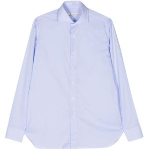 Borrelli, Overhemden, Heren, Blauw, XL, Katoen, Geruite Katoenen Overhemd Gemaakt in Italië