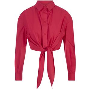 Alessandro Enriquez, Rode Katoenen Poplin Overhemd met Knoopdetail Rood, Dames, Maat:S