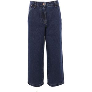 Aspesi, Jeans, Dames, Blauw, W26, Katoen, Wijde Pijp Donkerblauwe Katoenen Denim Jeans