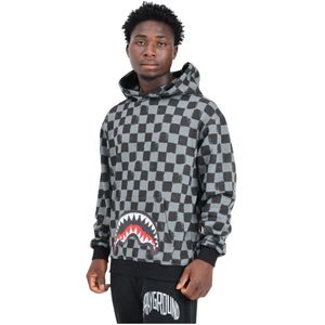 Sprayground, Sweatshirts & Hoodies, Heren, Grijs, L, Katoen, Grijze Haaienprint Hoodie