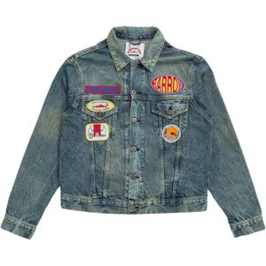 Barrow, Geborduurd Denim Jack Blauw, unisex, Maat:XS