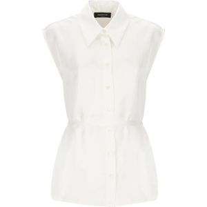 Fabiana Filippi, Blouses & Shirts, Dames, Wit, S, Witte Viscose Mouwloze Shirt met Kraag