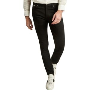 Nudie Jeans, 12.75 oz. black cotton Lean Dean jeans Zwart, Heren, Maat:W34