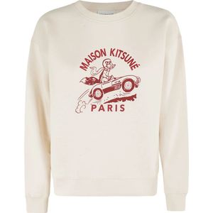 Maison Kitsuné, Sweatshirts & Hoodies, Dames, Beige, XS, Fox Racing Comfort Sweatshirt