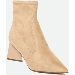 Steve Madden, Schoenen, Dames, Beige, 38 1/2 EU, Suède, Beige Suède Enkellaarsjes Puntige Neus