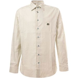 Etro, Gestreept Wit Overhemd met Franse Kraag Veelkleurig, Heren, Maat:M