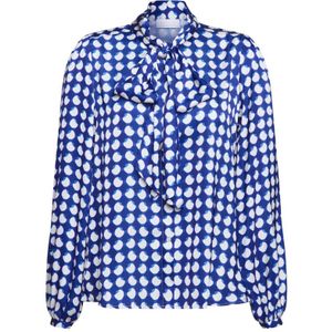 Rich & Royal, Blouses & Shirts, Dames, Blauw, M, Polyester, Strikblouse met strik