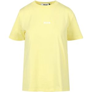 Msgm, Tops, Dames, Geel, M, Katoen, Gele Katoenen Logo T-shirt