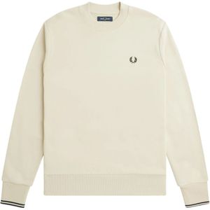 Fred Perry, Sweatshirts & Hoodies, Heren, Beige, M, Katoen, Katoenen Crewneck Sweatshirt Curly M7535