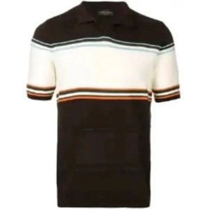 Roberto Collina, Gestreepte poloshirt met korte mouwen Zwart, Heren, Maat:XL