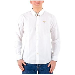 Barbour, Witte Tartan Overhemd met Knoopsluiting Wit, Heren, Maat:XL