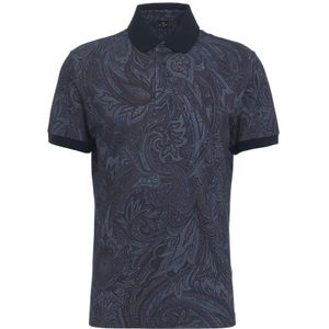 Etro, Tops, Heren, Blauw, M, Italiaanse Paisley Polo Shirt