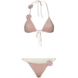 La Revêche, Badkleding, Dames, Roze, M, Roze 3D Bloem Bikini Zwemkleding