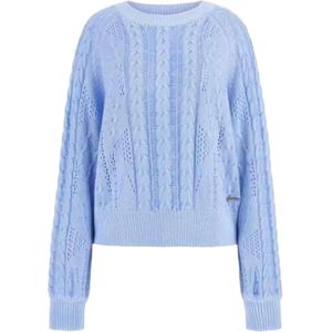 Guess, Truien, Dames, Blauw, S, Ronde Hals Sweater