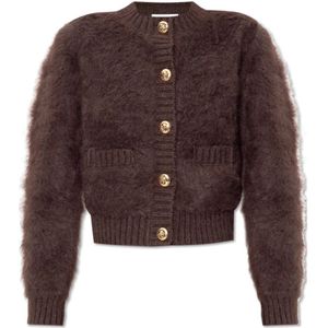 Alexander McQueen, Truien, Dames, Bruin, S, Katoen, Cardigan met logo