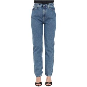 Calvin Klein Jeans, Jeans, Dames, Blauw, W26, Denim, Hoge taille blauwe denim jeans voor dames