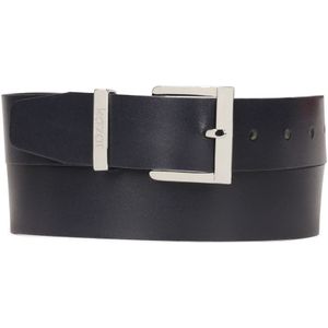 Kazar, Accessoires, Dames, Blauw, 80 CM, Leer, Minimalistische donkerblauwe riem met zilveren gesp