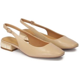 Kazar, Schoenen, Dames, Beige, 38 EU, Leer, Beige pumps met metalen versiering op de hiel