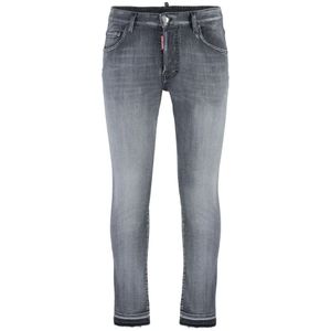 Dsquared2, Jeans, Heren, Grijs, S, Katoen, Washed-out Skater Jeans