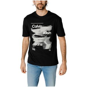 Calvin Klein Jeans, T-Shirts Zwart, Heren, Maat:M