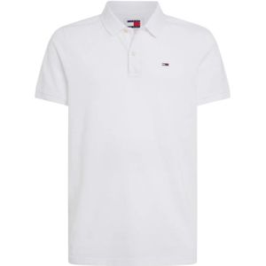 Tommy Jeans, Tops, Heren, Wit, S, Katoen, Witte Slim Fit Polo