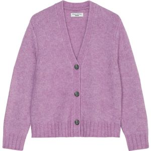 Marc O'Polo, Truien, Dames, Paars, M, Wol, V-hals Cardigan ontspannen