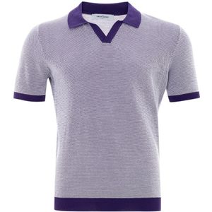 Gran Sasso, Tops, Heren, Veelkleurig, L, Katoen, Paarse Katoenen Polo Tennis Shirt
