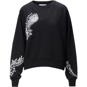 Lala Berlin, Sweatshirts & Hoodies, Dames, Zwart, S, Katoen, Paisley Stitching Sweatshirt