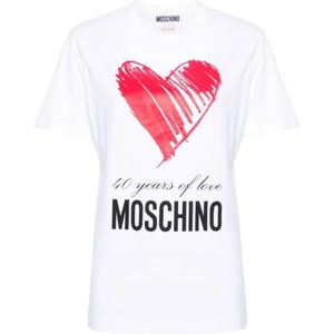 Moschino, Tops, Dames, Wit, XS, Katoen, T-Shirts
