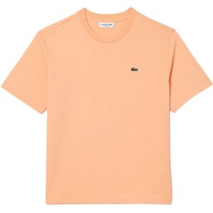 Lacoste, Tops, Dames, Oranje, S, Katoen, Luxe Organisch Katoenen T-Shirt