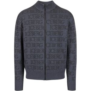 Iceberg, Truien, Heren, Grijs, S, Wol, Grijze Jacquard Gebreide Bomberjack